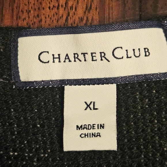 Charter Club Open Front Chunky Knit Black Red White Plaid Cardigan Sz XL - Picture 8 of 10